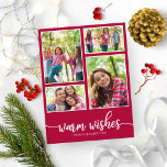 Carte Postale 4 photos Collage Warm Wishes Modern Christmas<br><div class="desc">4 Photos Collage Chaleureux Voeux Moderne Carte Postale de Noël</div>