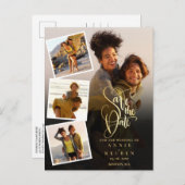 Carte Postale 4 photos mariage faire part or écriture Save the D (Devant / Derrière)