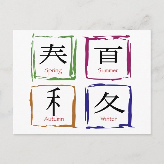 Carte Postale 4 saisons en carré japonais (Devant)