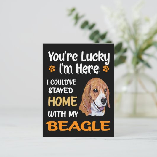 Carte Postale 4 Tu Es Heureux Chez Toi Avec Mon Beagle (Debout devant)