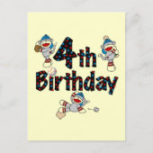 Carte Postale 4e anniversaire de baseball de singe de soq (Devant)