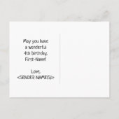 Carte Postale 4e anniversaire : Gras, Amusant, Simple, Arc-en-ci (Dos)