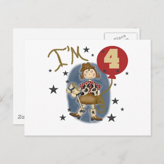 Carte Postale 4e Cowgirl Tshirts et cadeaux d'anniversaire (Devant / Derrière)