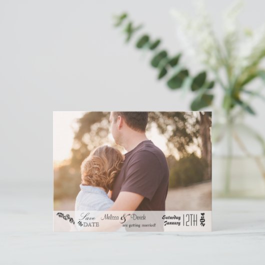 Carte Postale 4x5 Typographie Enregistrer la date Faire-part pho (Debout devant)