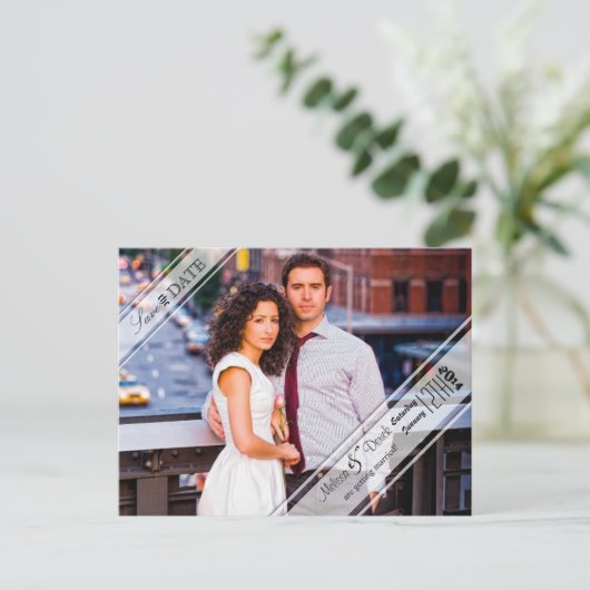 Carte Postale 4x5 Typographie Enregistrer la date Faire-part pho (Debout devant)