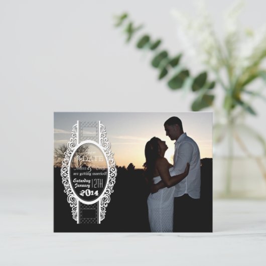 Carte Postale 4x5 Typographie Enregistrer la date Faire-part pho (Debout devant)