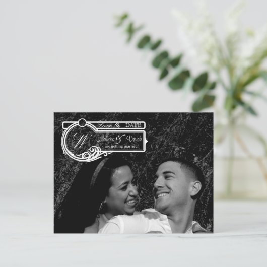 Carte Postale 4x5 Typographie Enregistrer la date Faire-part pho (Debout devant)