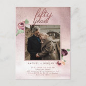 Carte Postale 50 ans Mariage Anniversaire Rose Gold Parties scin (Devant)