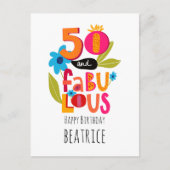 Carte Postale 50 et fabuleux 50e anniversaire Whimsical Letterin (Devant)