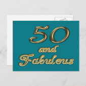 Carte Postale 50 et fabuleux Anniversaire Typographie d'or 50e â (Devant / Derrière)