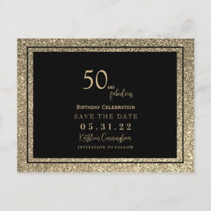 Carte Postale 50 & Fabulous Gold Parties scintillant Glam Enregi