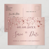 Carte Postale 50e anniversaire 50 étoiles d'or roses enregistrer (Devant / Derrière)