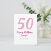 Carte Postale 50e anniversaire ajouter nom date année rose rouge (Debout devant)