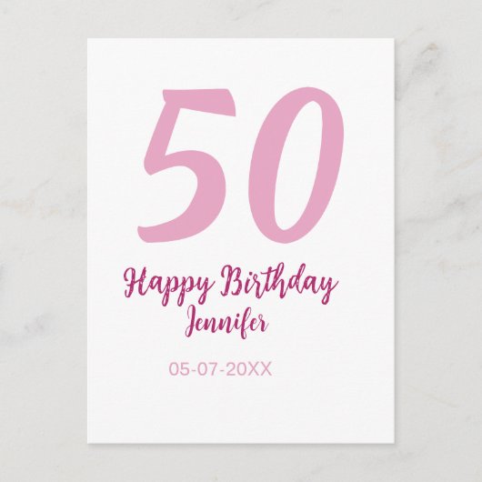 Carte Postale 50e anniversaire ajouter nom date année rose rouge (Devant)