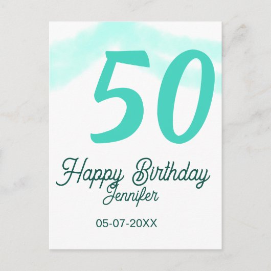 Carte Postale 50e anniversaire ajouter nom date année vert paste (Devant)
