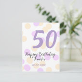 Carte Postale 50e anniversaire ajouter nom date violet orange po (Debout devant)