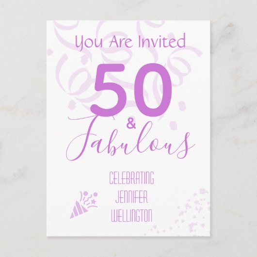 Carte Postale 50e anniversaire Custom Nam Hot Pink Party Invitat (Devant)