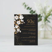 Carte Postale 50e anniversaire de la florale d'or noir Mariage (Debout devant)