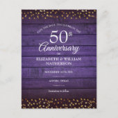 Carte Postale 50e anniversaire Enregistrer la date Coeurs d'or R (Devant)