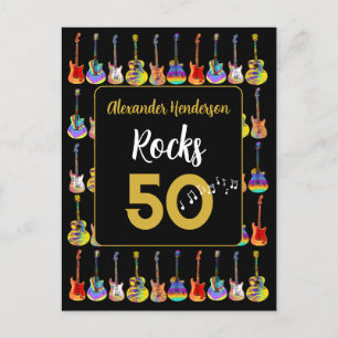 Carte Postale 50e anniversaire Guitar Rocks 50 Personnalisé