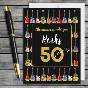 Carte Postale 50e anniversaire Guitar Rocks 50 Personnalisé