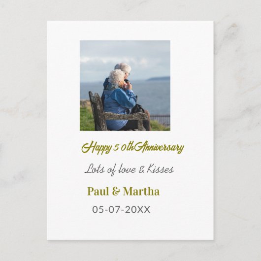 Carte Postale 50e anniversaire joyeux moderne ajouter nom date p (Devant)