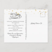 Carte Postale 50e Anniversaire Monogramme Coeurs d'or Merci (Dos)