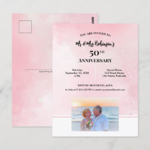 Carte Postale 50e anniversaire Photo personnalisée Starry Pink