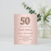 Carte Postale 50e anniversaire rose or diamants glam (Debout devant)