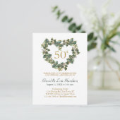 Carte Postale 50e Mariage Aquarelle Ivy Heart Wreath (Debout devant)