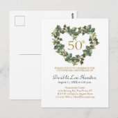 Carte Postale 50e Mariage Aquarelle Ivy Heart Wreath (Devant / Derrière)