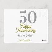 Carte Postale 50th happy anniversary name date silver gold date  (Dos)