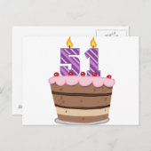 Carte Postale 51 ans sur le gâteau d'anniversaire (Devant / Derrière)