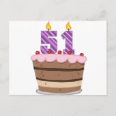 Carte Postale 51 ans sur le gâteau d'anniversaire (Devant)