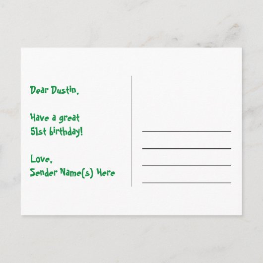 Carte Postale 51e Anniversaire : Rayures roses & Cœurs, Arc-en-c (Dos)