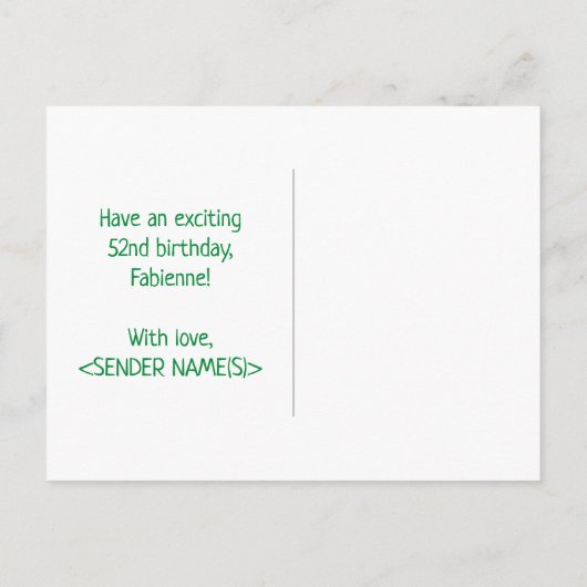 Carte Postale 52e anniversaire : Bold, amusant, simple, arc-en-c (Dos)