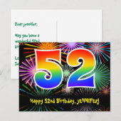 Carte Postale 52e Anniversaire – Motif de feux d'artifice amusan (Devant / Derrière)