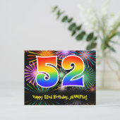 Carte Postale 52e Anniversaire – Motif de feux d'artifice amusan (Debout devant)