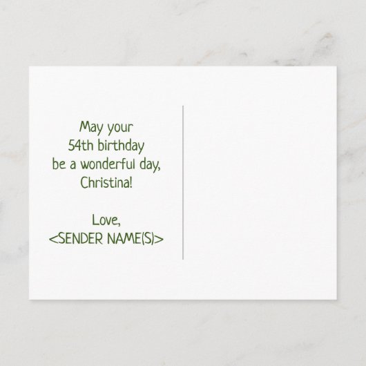 Carte Postale 54e anniversaire : Bold, amusant, simple, arc-en-c (Dos)