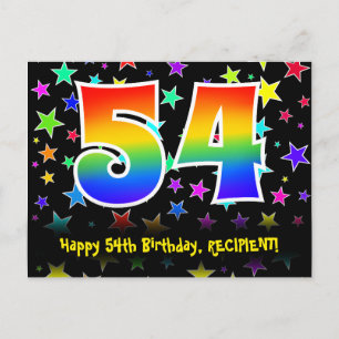 Carte Postale 54e Anniversaire : Motif Étoiles Amusantes, Arc-en