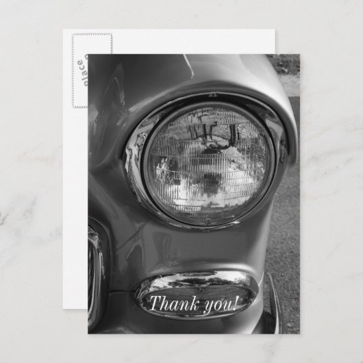 Carte Postale 55 Chevy Phare Échelle de gris (Devant / Derrière)