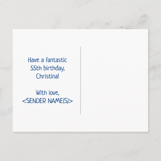 Carte Postale 55e anniversaire : Bold, amusant, simple, arc-en-c (Dos)