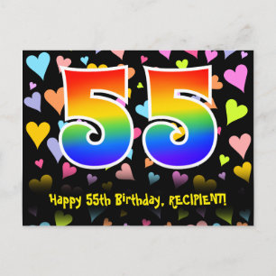 Carte Postale 55e anniversaire : Fun Hearts Motif, Arc-en-ciel 5