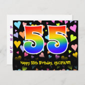 Carte Postale 55e anniversaire : motif de cœurs amusants, 55 arc (Devant / Derrière)
