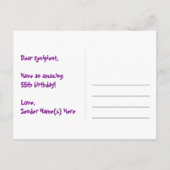 Carte Postale 55e anniversaire : motif de cœurs amusants, 55 arc (Dos)