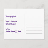 Carte Postale 55e Anniversaire : motif d'étoiles amusantes, arc- (Dos)