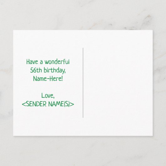 Carte Postale 56e anniversaire : Bold, amusant, simple, arc-en-c (Dos)