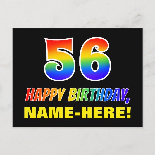 Carte Postale 56e anniversaire : Bold, amusant, simple, arc-en-c (Devant)