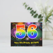 Carte Postale 56e Anniversaire – Motif de feux d'artifice amusan (Debout devant)