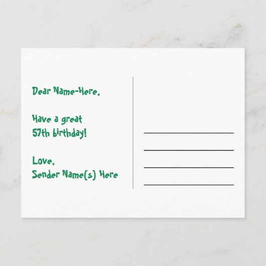 Carte Postale 57e anniversaire : Pink Stripes & Hearts, Arc en c (Dos)